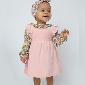 NWT Angel Dear Cotton Corduroy Pinafore Dress Light Pink 6-12month